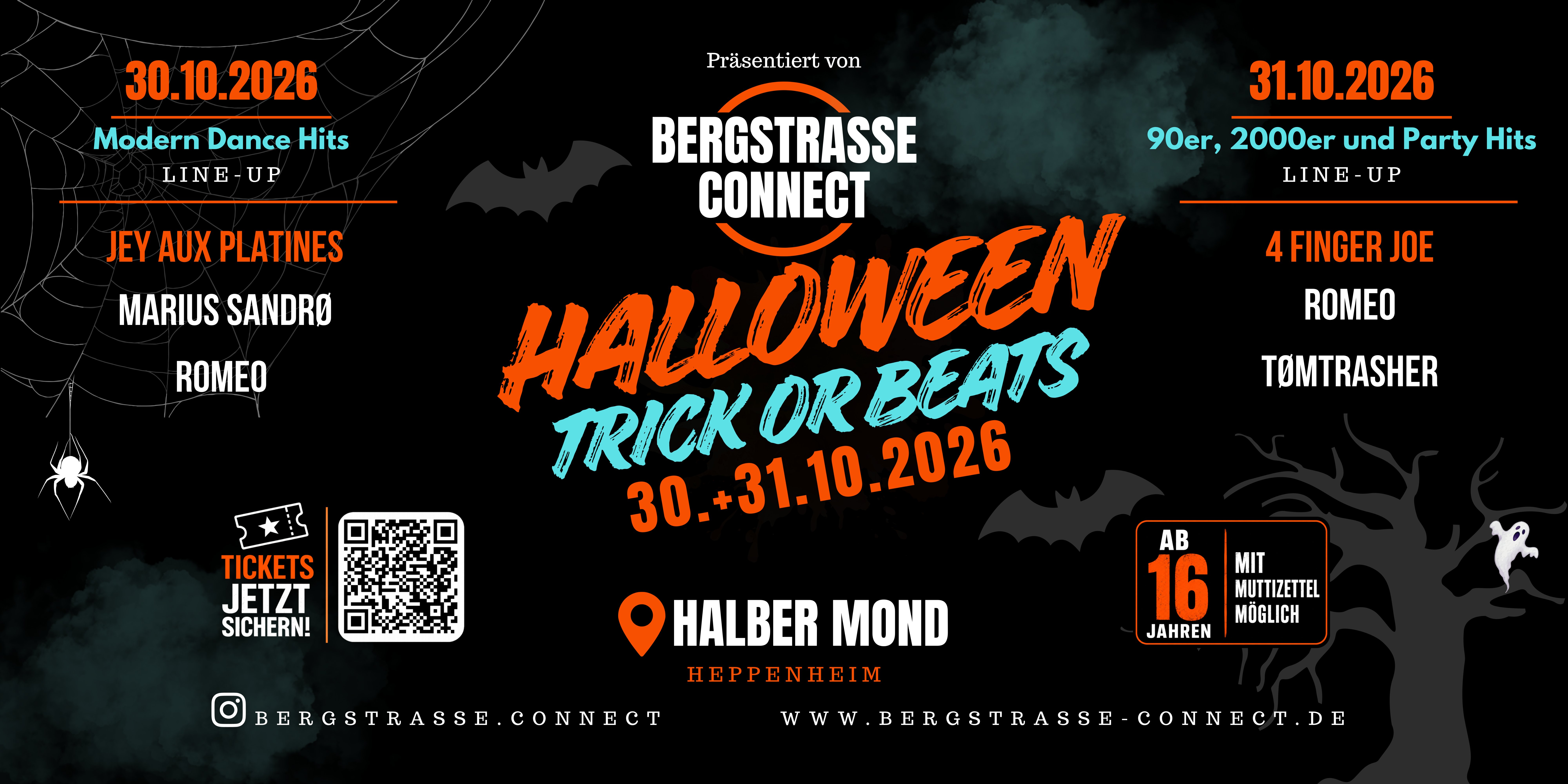 Halloween Connect – Trick or Beats, 30. + 31.10.2026, Halber Mond Heppenheim